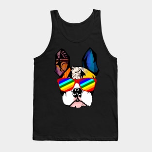 French Bulldog Gay Pride Flag LGBT Rainbow Sunglasses Tank Top Tank Top